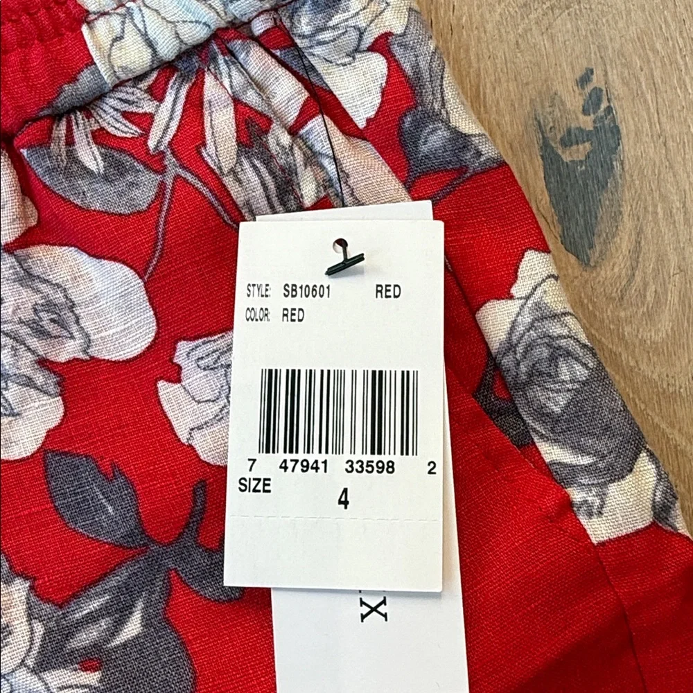 Stitch Fix KUT from the Kloth Jansen Printed Linen Shorts Red Floral Size 4 NWT - Picture 4 of 5